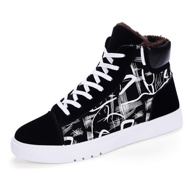 Мъжки топли кецове до глезена и с дебела подметка в бял, лилав и червен цвят