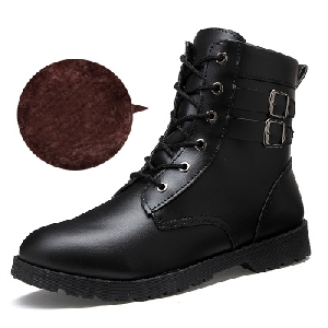 Ανδρικές παχιές μπότες χιονιού με κορδόνια σε μαύρο και καφέ χρώμα