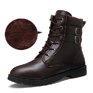 Ανδρικές παχιές μπότες χιονιού με κορδόνια σε μαύρο και καφέ χρώμα