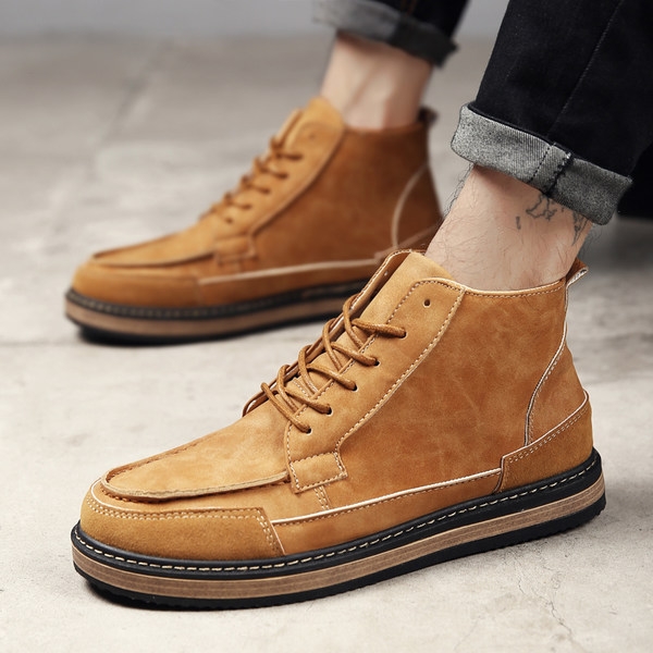 Зимни ретро боти с връзки в сив, черен и жълтокафяв цвят от микрофибърна кожа