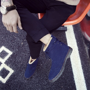 Ζεστές ανδρικές μπότες σεμαύρο, μπλε και καφέ χρώμα με κορδόνια