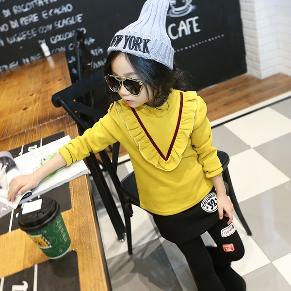 Стилна детска блуза за момичета в червен, сив, розов и цълт цвят