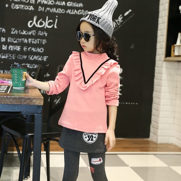 Стилна детска блуза за момичета в червен, сив, розов и цълт цвят