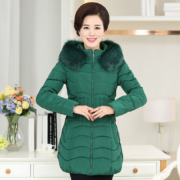 Дамски модерни дълги зимни якета с качулка и пух сиви, червени, сини, зелени и черни подплатени с памук и полиестър