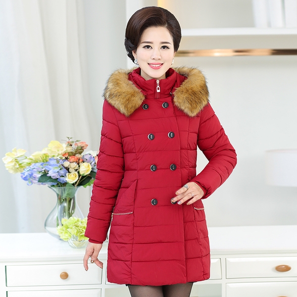 Дамски слим зимни якета с качулка и пух червени сиви черни