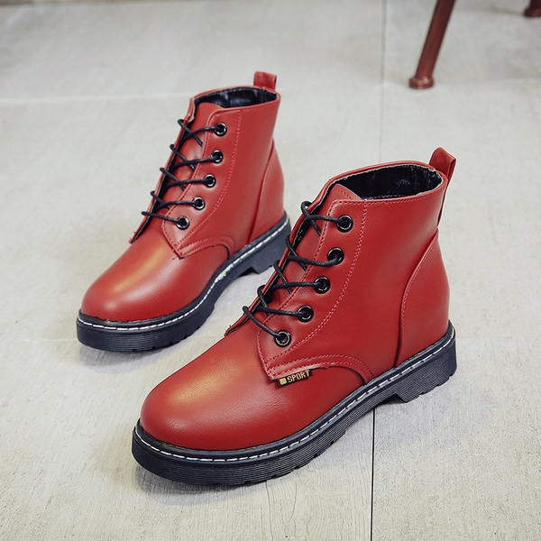 Дамски ватирани ежедневни боти от еко кожа черни, червени и бордо