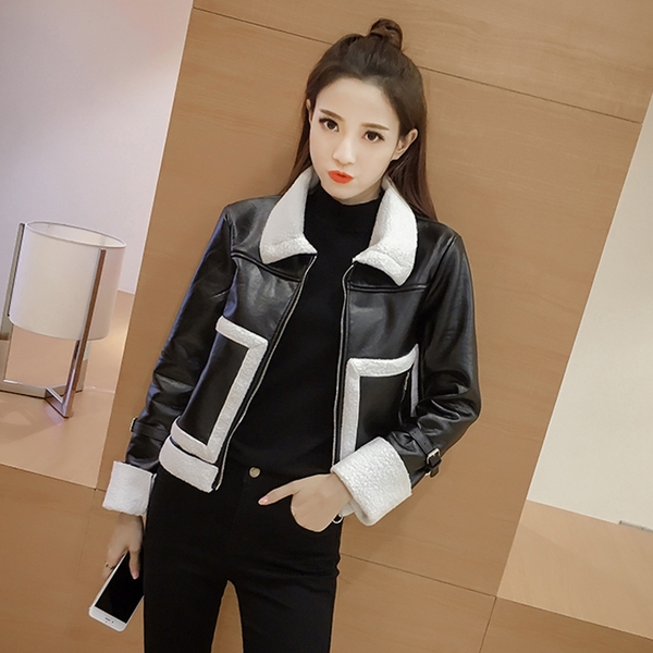 Дамско черно късо есенно зимно яке 