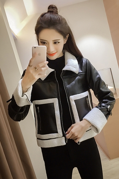 Дамско черно късо есенно зимно яке 