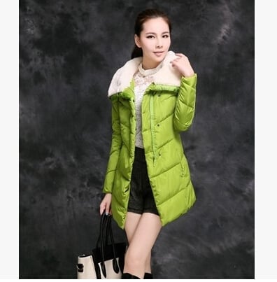 Дамско дълго яке с пухена яка и качулка черно, виненочервено, зелено, оранжево, светлосиньо