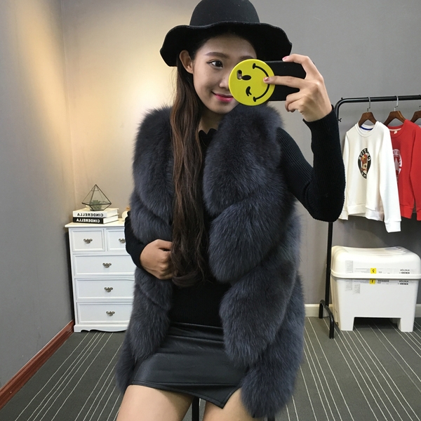 Дамски пухен елек имитация лисица: Розов, Бял, Син, Червен, Сив, Черен, Цикламен