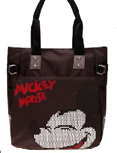 Дамска платнена и модерна удобна чанта за ежедневие Mickey mouse червена, сива, кафява и розова 