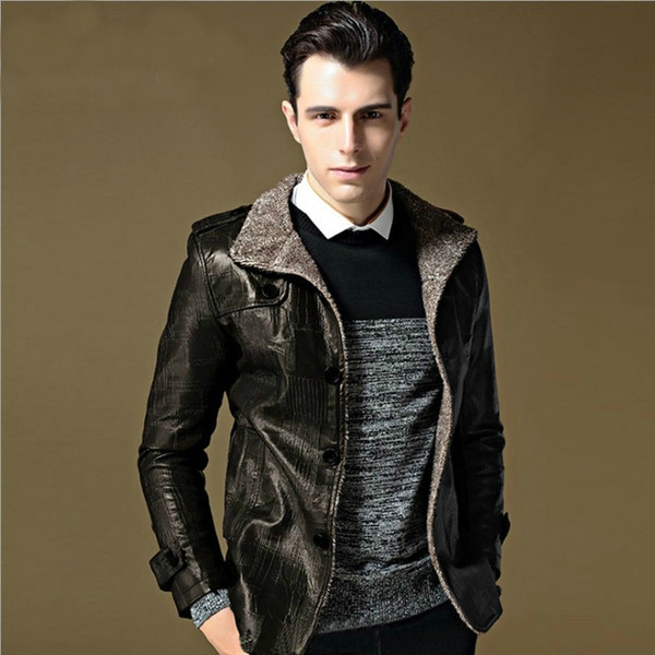 Мъжки якета от изкуствена кожа и кадифена подплата в няколко цвята кафяви, черни и сиви