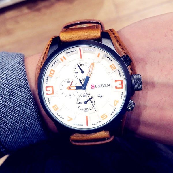 Мъжки часовници с еко кожа в черен, бял и кафяв цвят. 