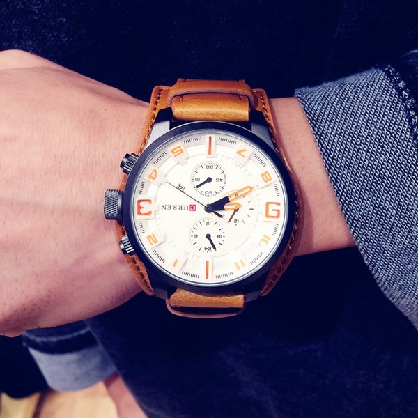 Мъжки часовници с еко кожа в черен, бял и кафяв цвят. 