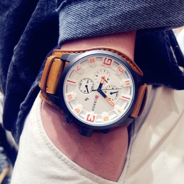 Мъжки часовници с еко кожа в черен, бял и кафяв цвят. 