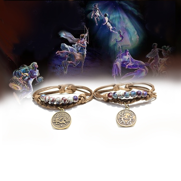 Χειροποίητα βραχιόλια με χαραγμένα Ζωδιακά - κατάλληλα για άνδρες και γυναίκες.