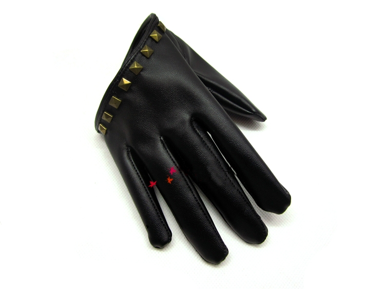 Стилни кожени къси дамски ръкавици с капси за жени