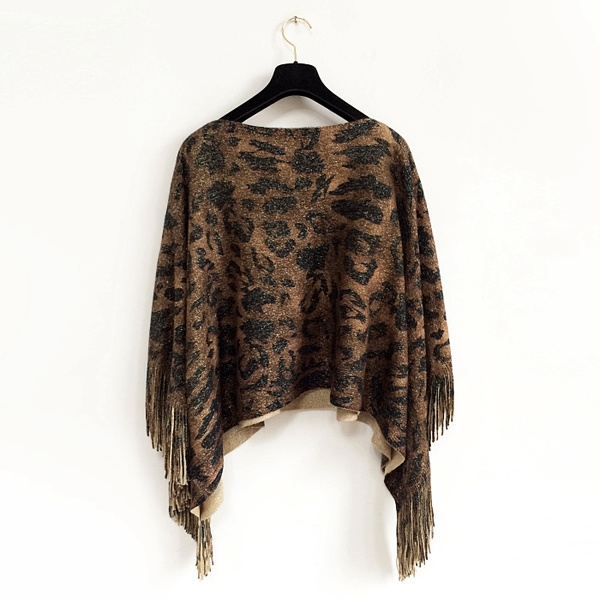 Дамска широка блуза с ресни и тигър в два цвята - сива и кафява