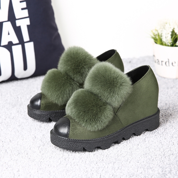 Дамски ежедневни обувки с пух: Черни,  Сиви, Зелени