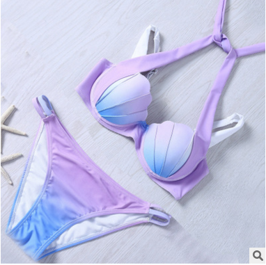 Бански костюм от две части с твърда чашка миди в преливащи се цветове