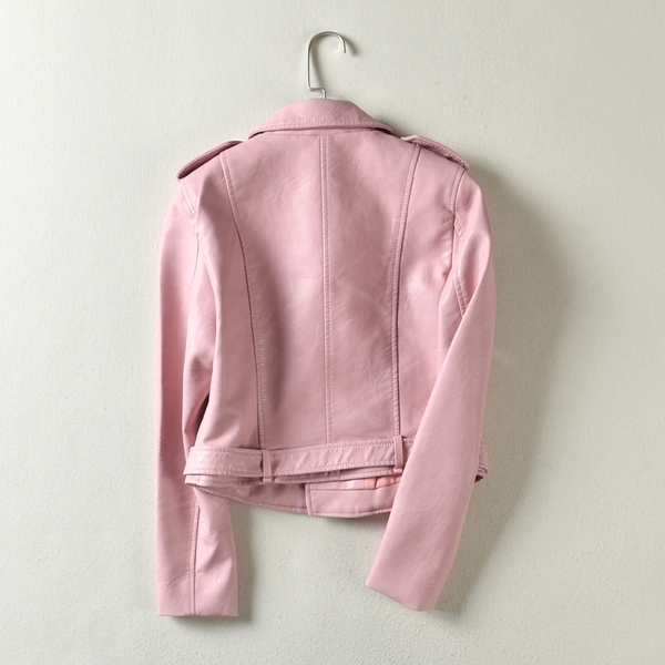 Дамски НОВИ актуални модели кожени якета в свежи цветове: Жъкт, Син, Розов, Червен, Черен