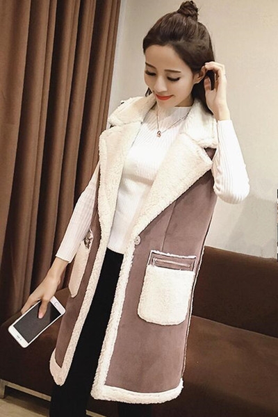 Дамски кожен дълъг елек с яка