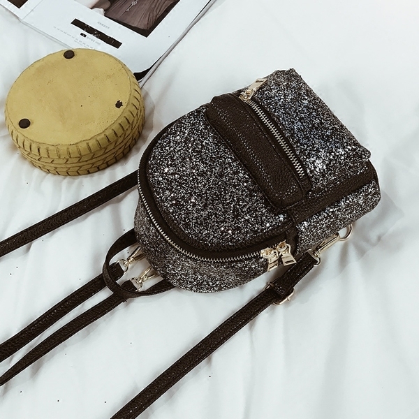 Дамски мини брокатени раници в три блестящи цвята