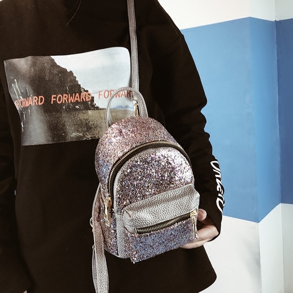 Дамски мини брокатени раници в три блестящи цвята