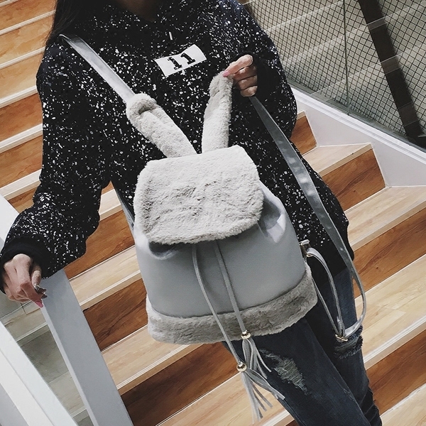 Голяма дамска раница с ушички тип зайче в два цвята