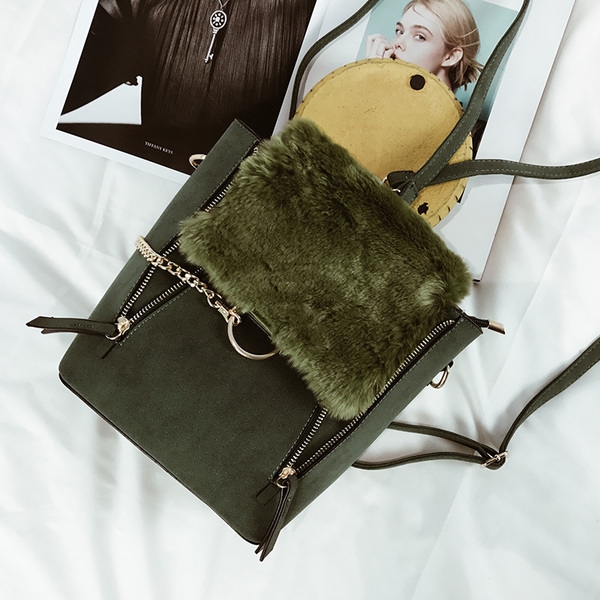 2 в 1 Дамска раница и чанта с плюшено покритие в няколко цвята