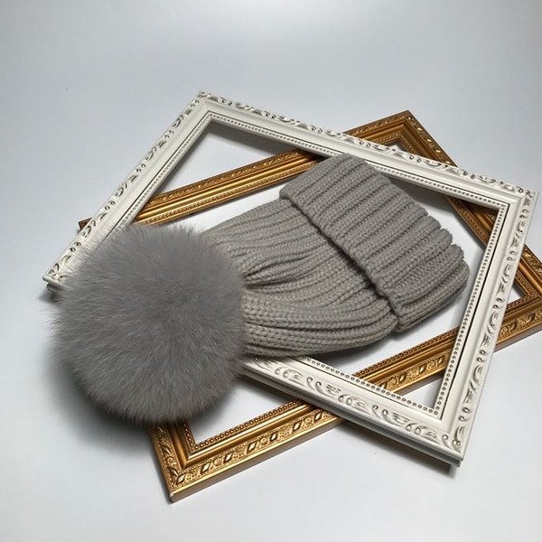 Дамски стилни шапки за жени и деца с пух, който се сваля, в тъмносин, сив, кафяв, бежов, червен и розов цвят