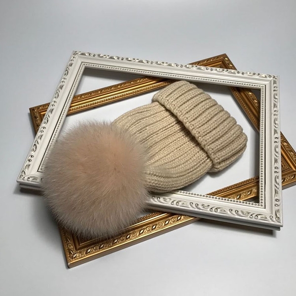 Дамски стилни шапки за жени и деца с пух, който се сваля, в тъмносин, сив, кафяв, бежов, червен и розов цвят