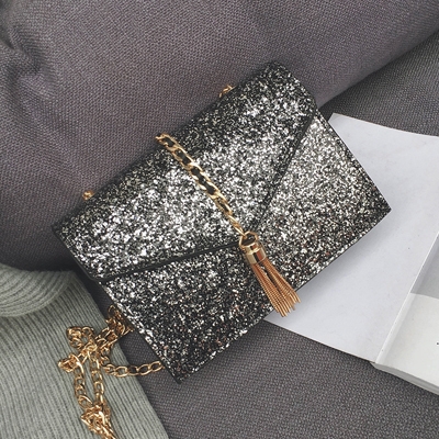 Дамска блестяща брокатена чанта с дълга дръжка 