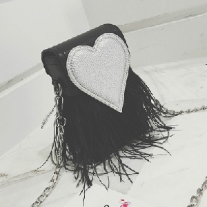 Τσάντα καρδιές με κρόσσια -Minikits έκδοση με μακρύ χερούλι