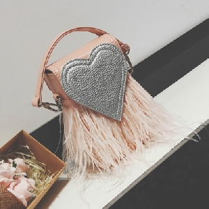 Τσάντα καρδιές με κρόσσια -Minikits έκδοση με μακρύ χερούλι