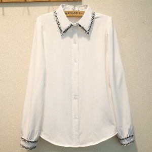 Lady σιφόν πουκάμισο με λευκό