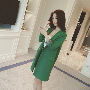 Елегантно дълго сако за стилни жени в зелен, черен и сив цвят - Слим. 