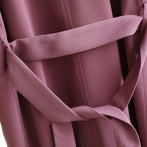 Μακρύ γυναικείο παλτό κομψό, με τσέπες και ζώνη σε ροζ και μπεζ χρώμα
