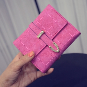 Дамско малко удобно портмоне за жени в розов, син, светлосин,цикламен и черен цвят