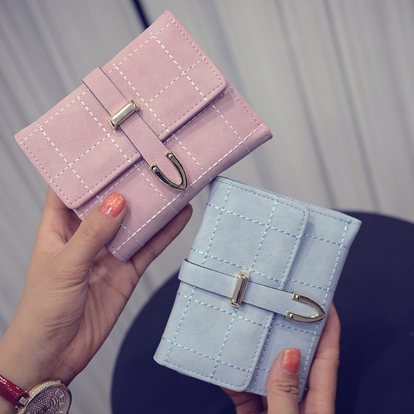 Дамско малко удобно портмоне за жени в розов, син, светлосин,цикламен и черен цвят