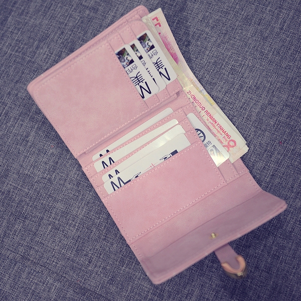 Дамско малко удобно портмоне за жени в розов, син, светлосин,цикламен и черен цвят