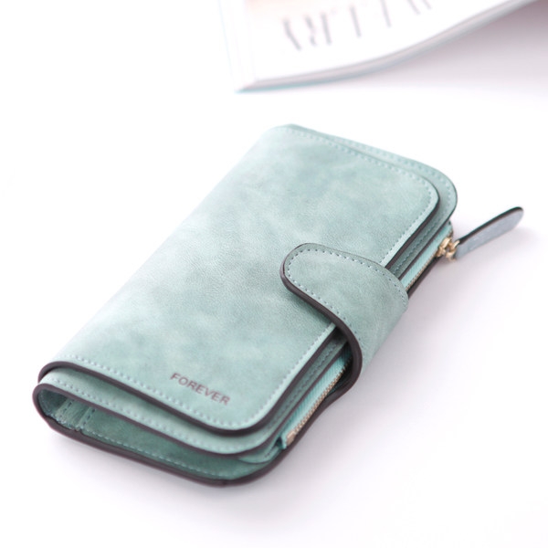 Дамски стилен портфейл в 2 размера, в черен, сив, светлосин, розов и бежов цвят