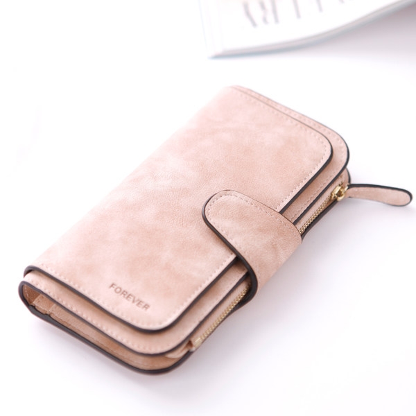 Дамски стилен портфейл в 2 размера, в черен, сив, светлосин, розов и бежов цвят