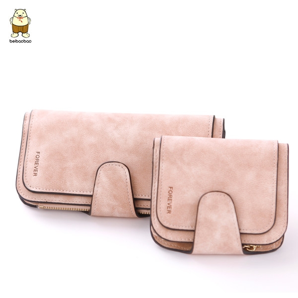 Дамски стилен портфейл в 2 размера, в черен, сив, светлосин, розов и бежов цвят