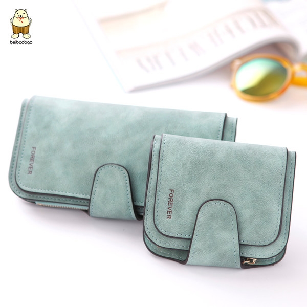 Дамски стилен портфейл в 2 размера, в черен, сив, светлосин, розов и бежов цвят