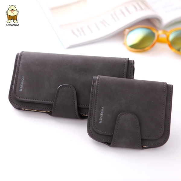 Дамски стилен портфейл в 2 размера, в черен, сив, светлосин, розов и бежов цвят