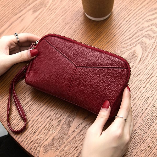 Изчистен модел дамски портфейл в черен, розов и бордо цвят