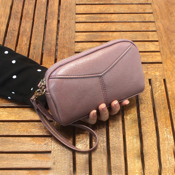 Изчистен модел дамски портфейл в черен, розов и бордо цвят