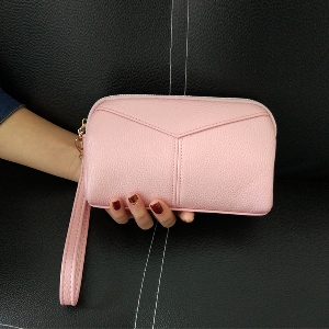 Изчистен модел дамски портфейл в черен, розов и бордо цвят