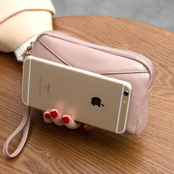 Изчистен модел дамски портфейл в черен, розов и бордо цвят